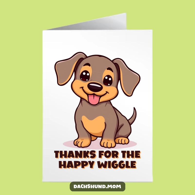 Free Printable Thank You Card: Kawaii Dachshund Dog, Funny Wiggle Tail Downloadable Gift