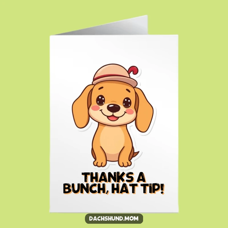 Free Printable Thank You Card: Kawaii Dachshund Hats Off for a Grateful Downloadable Gift