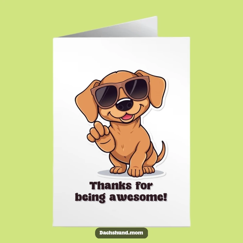 Free Printable Kawaii Dachshund Thank You Card: Dramatic Pointing Downloadable