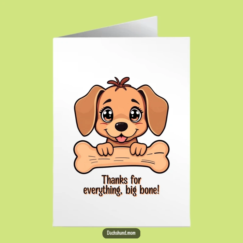 Free Printable Thank You Card: Adorable Dachshund Bone Peek for Gratitude
