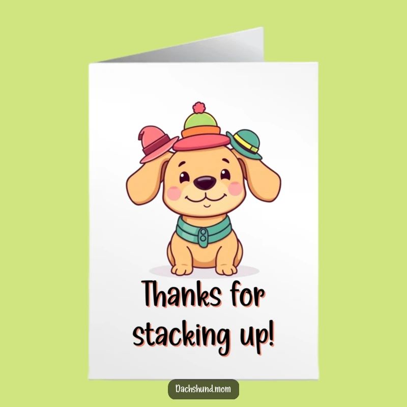 Free Printable Thank You Card: Whimsical Dachshund Hat Balance for Heartfelt Thanks
