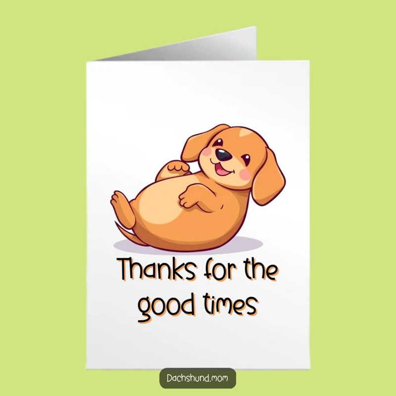 Free Printable Thank You Card: Funny Kawaii Dachshund Rolling, Ideal DIY Gift!