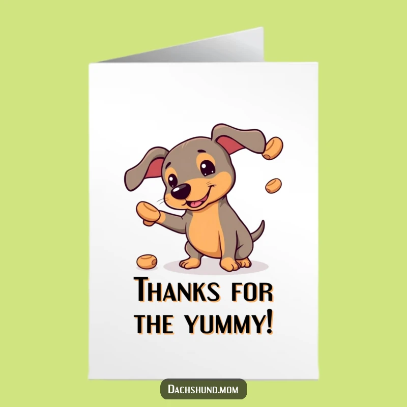 Free Printable Kawaii Dachshund Thank You Card - Juggling Treats Gratitude Download