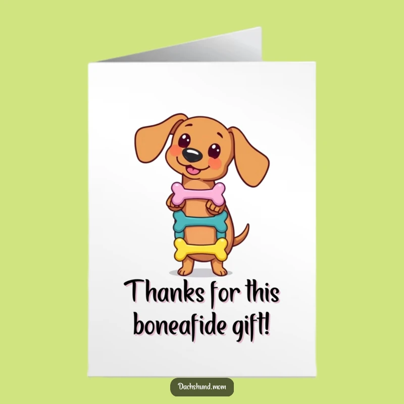 Free Printable Thank You Card: Kawaii Dachshund Bone Balance for a Sweet Downloadable Gift