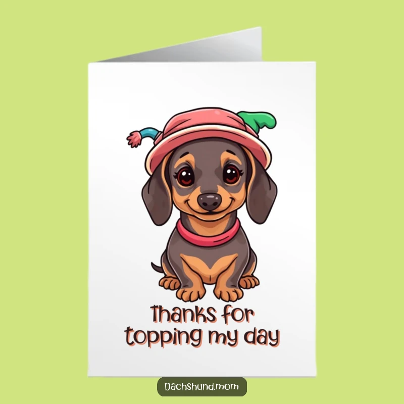 Free Printable Funny Dachshund Hat Thank You Card - Quirky DIY Downloadable Gift