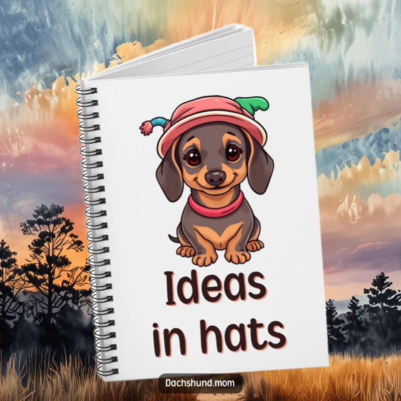 Funny Dachshund Notebook: A cute wiener dog wearing a collection of funny, mismatched hats, ready for your notes.