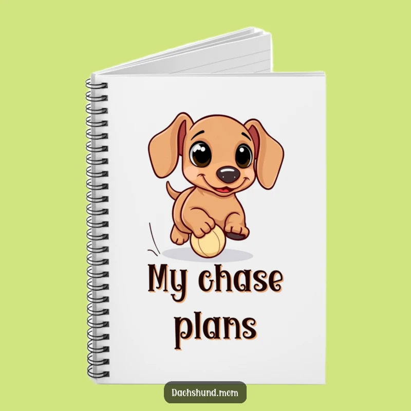 Funny Kawaii Dachshund Ball Chase Notebook - Cute Wiener Dog Journal