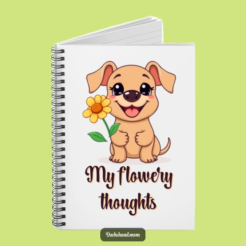 Funny Kawaii Dachshund Flower Notebook: Jot Down Happy Thoughts!