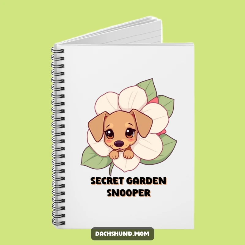 Funny Kawaii Dachshund Notebook - Cute Flower Peek Journal Gift