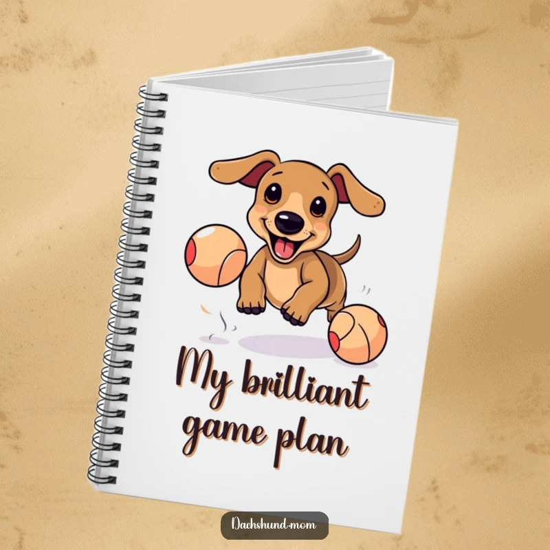 Funny Kawaii Dachshund Notebook: Adorable dog excitedly chasing bouncing ball, cute journal, energetic pet stationery.