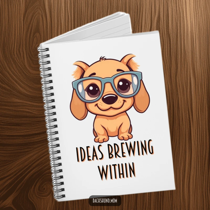 Funny Kawaii Dachshund Notebook: A lined notebook featuring a silly dachshund wearing large, comical glasses.