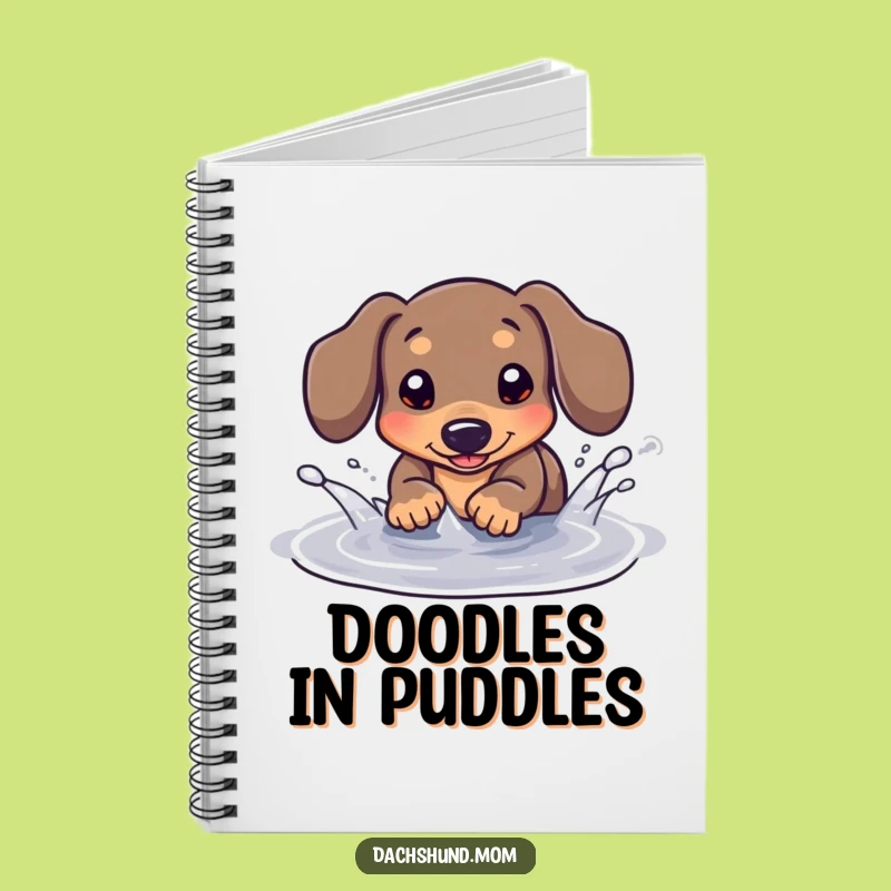 Funny Kawaii Dachshund Puddle Splash Notebook - Journal Your Adventures