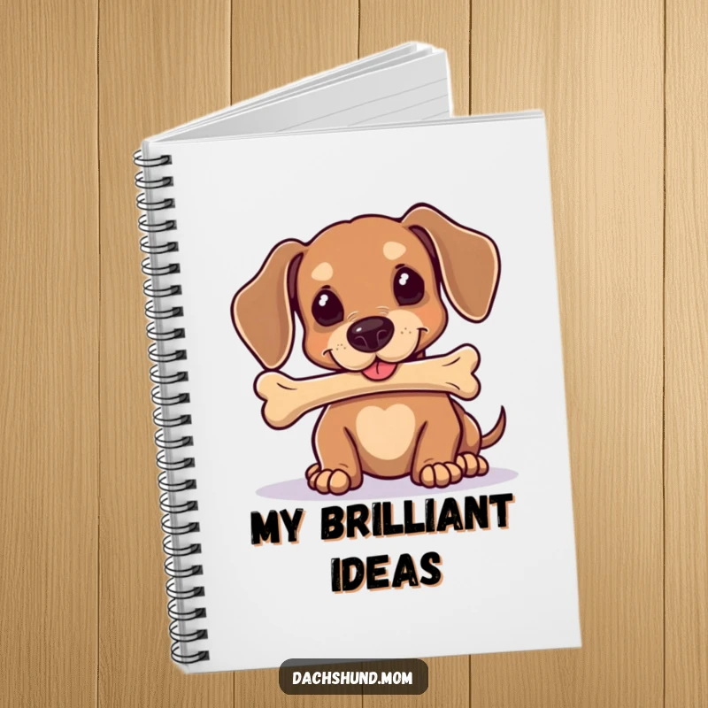 Funny Kawaii Dachshund Notebook: A cute dog balances a bone on its nose, inspiring your notes with focus and charm.