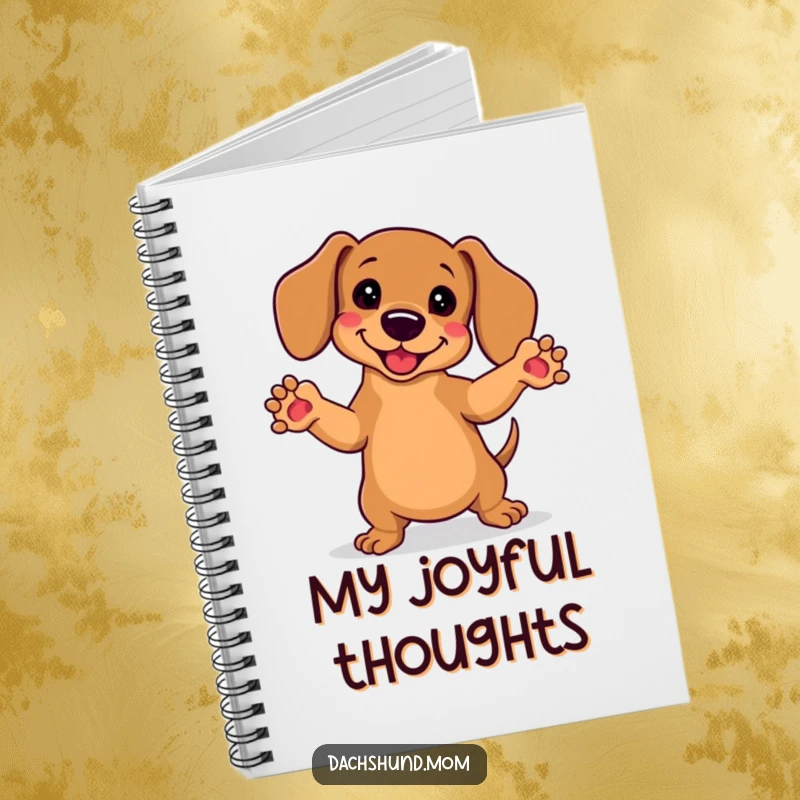 Funny Kawaii Dachshund Notebook: A dancing kawaii dachshund with paws in the air, ready to record brilliant ideas and happy thoughts.