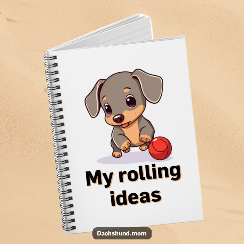 Funny Dachshund Cub Notebook: A cute Dachshund puppy rolling a red ball for writing notes. Playful and humorous stationery.