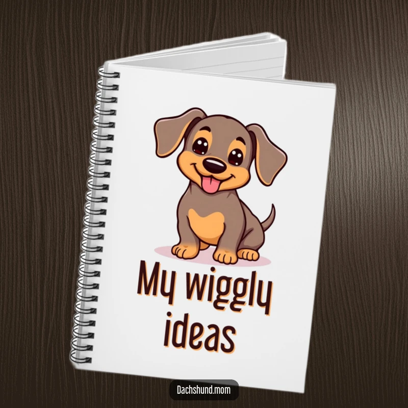 Funny Kawaii Dachshund Notebook: Adorable wiggling dog with wagging tail, cute journal, happy pet stationery.