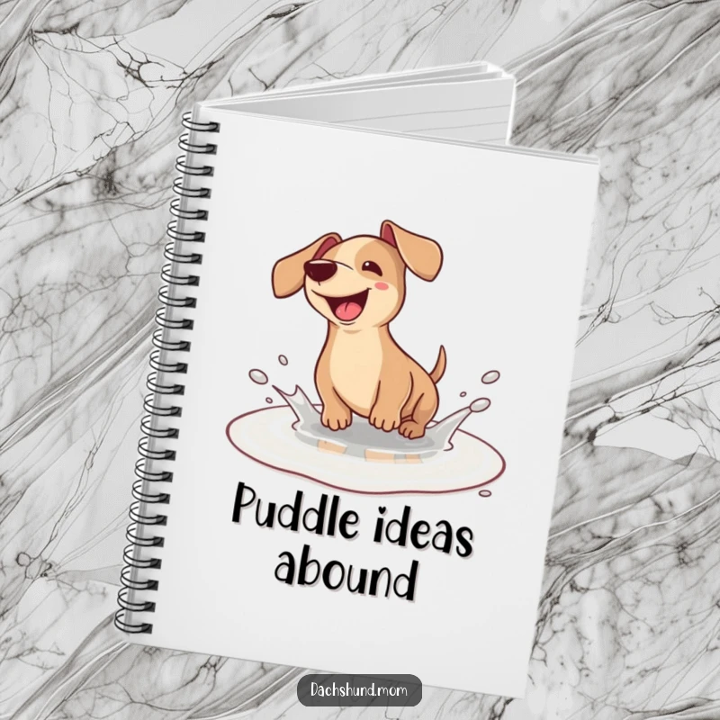 Funny Dachshund Notebook: A kawaii dachshund joyfully splashing in a tiny puddle, perfect for jotting down ideas and happy thoughts.