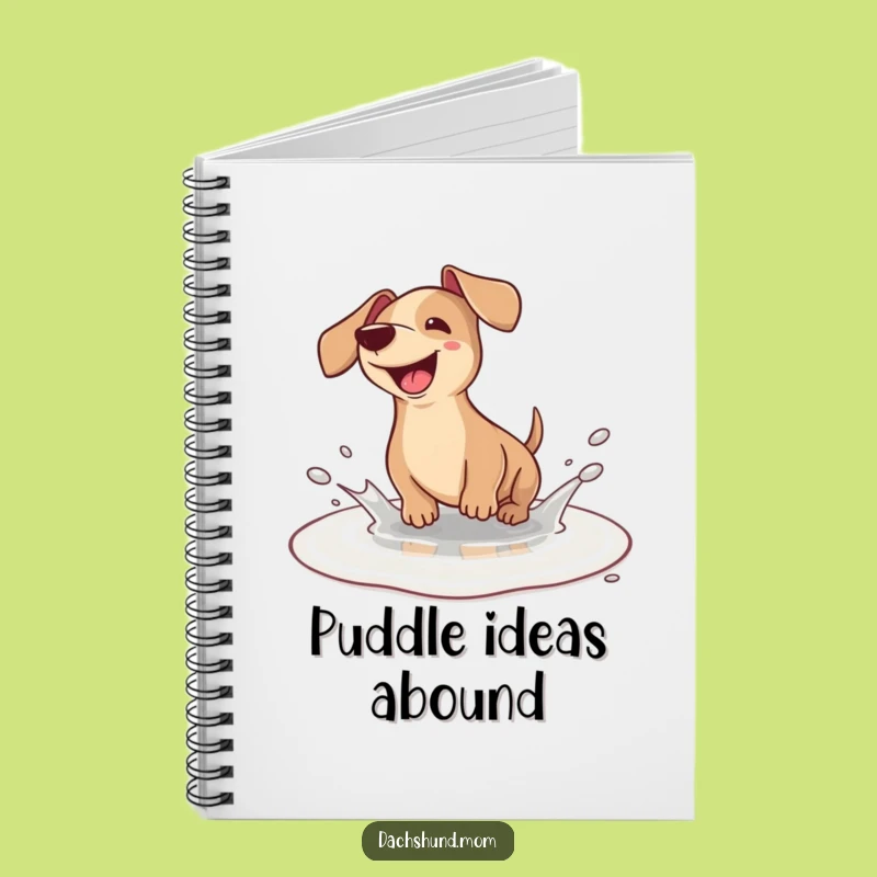 Funny Kawaii Dachshund Puddle Splash Notebook - Journal Wiener Dog Gift