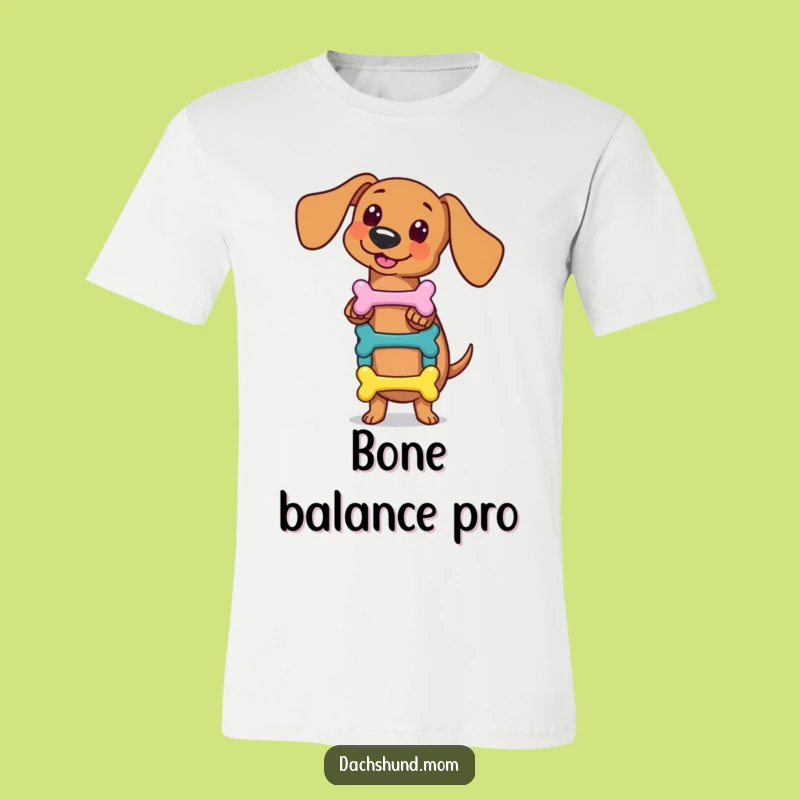 Funny Kawaii Dachshund Bone Balance Tee - Skilled Wiener Dog Shirt