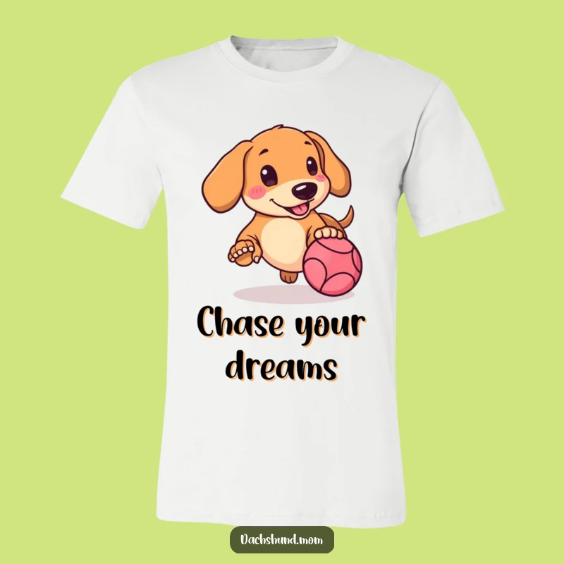 Funny Dachshund T-Shirt: Kawaii Rosy Cheeks Chasing Ball, Adorable Gift