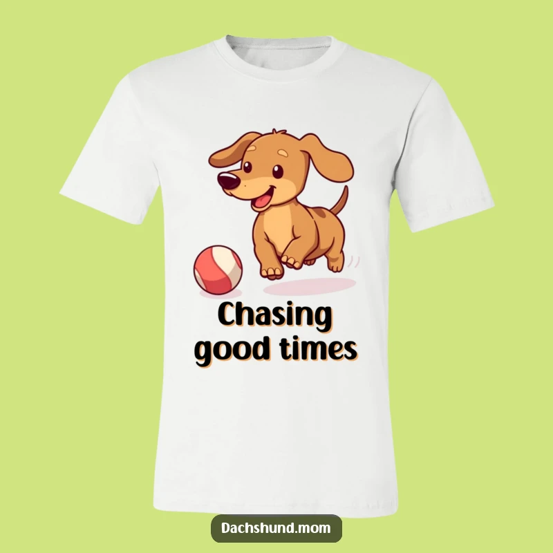 Funny Kawaii Dachshund Ball Chase T-Shirt: Playful Action, Great Gift