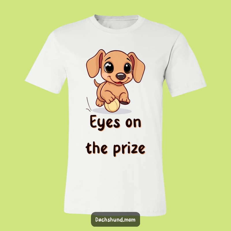 Funny Kawaii Dachshund Big Eyes Ball Chasing Tee - Comical Dog Shirt