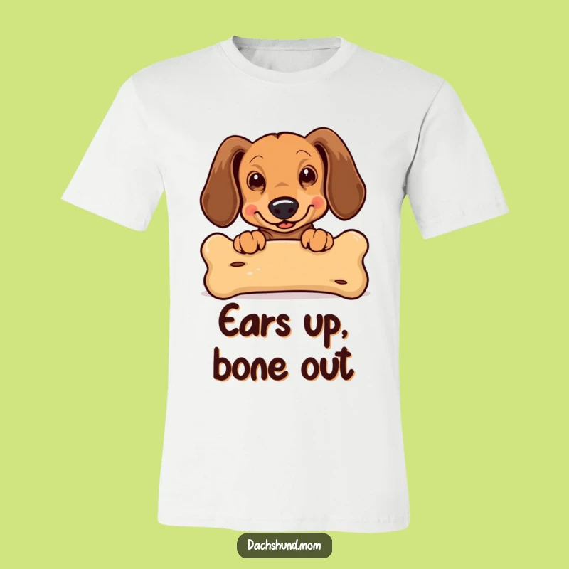 Funny Kawaii Dachshund Bone T-Shirt: Excited Wiener Dog Tee Gift