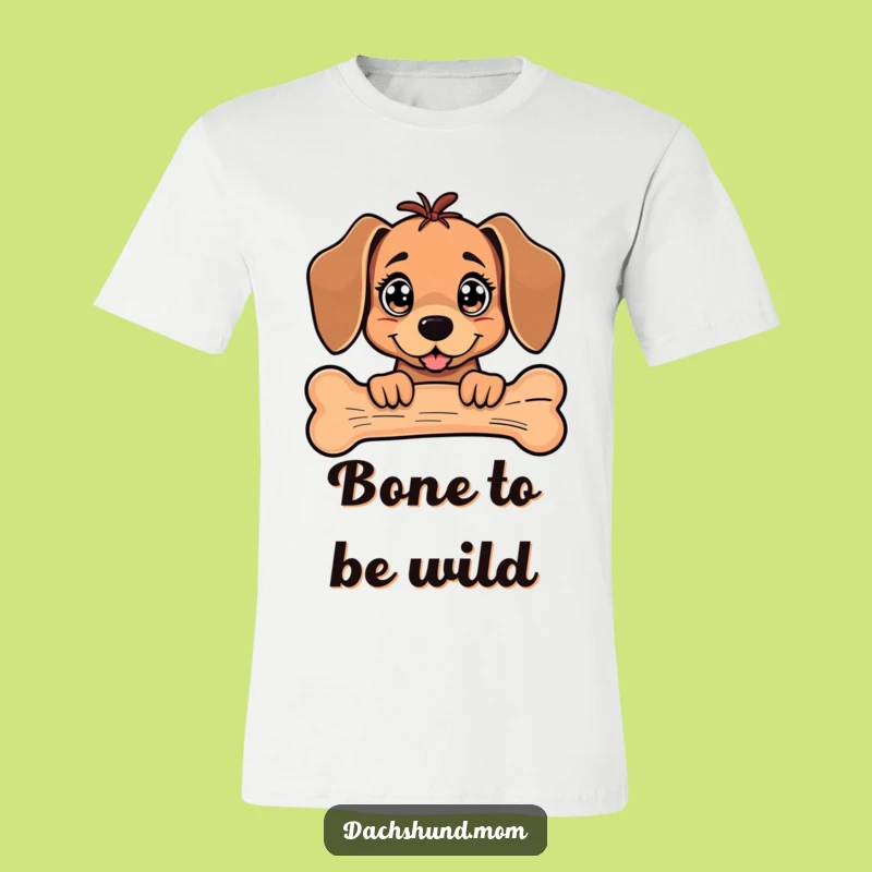 Funny Kawaii Dachshund T-Shirt: Bone Peek, Sparkling Eyes, Cute Gift