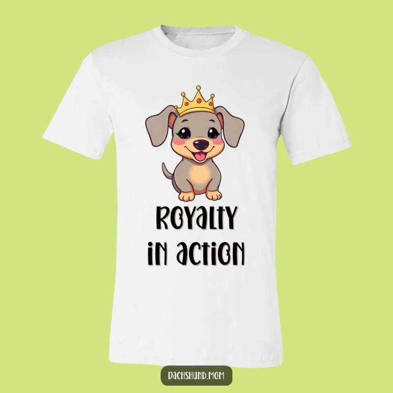 Funny Kawaii Dachshund T-Shirt - Royal Dog Crown Wagging Tee