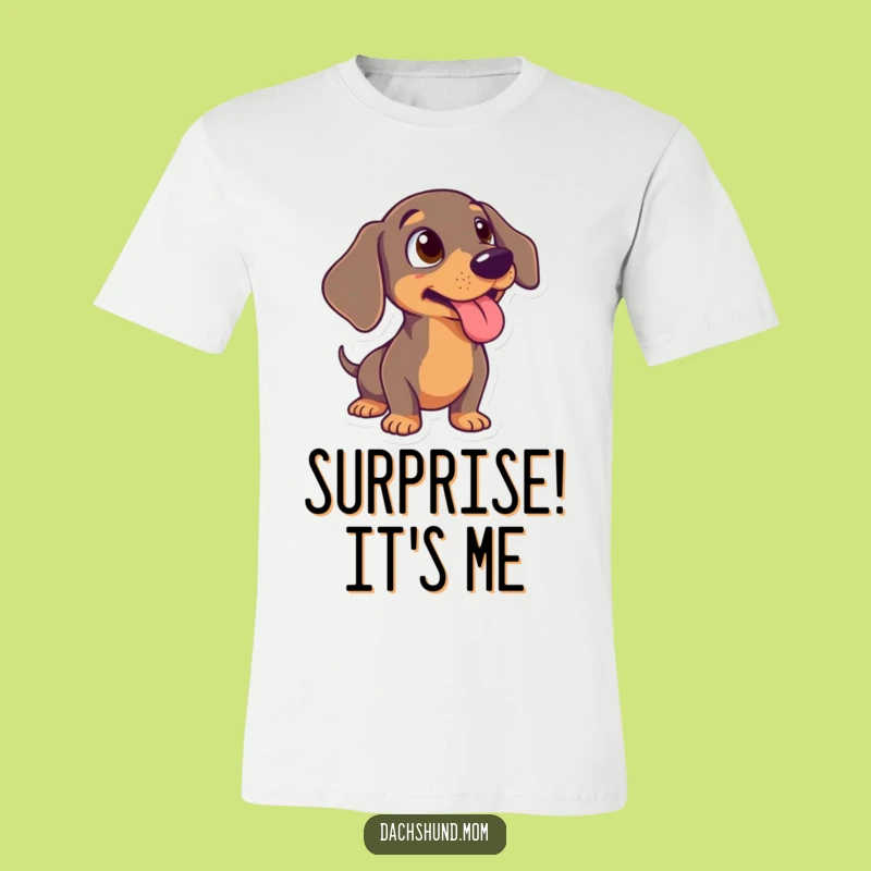 Funny Surprised Dachshund Tongue Out T-Shirt - Comical Wiener Dog Tee
