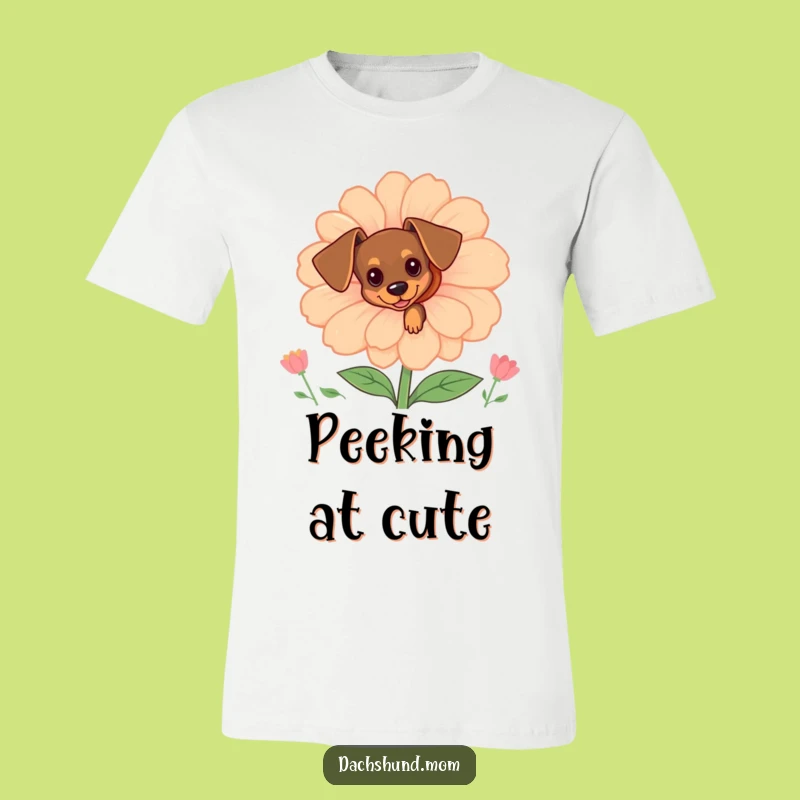 Funny Tiny Dachshund Flower Peek T-Shirt: Wearable Cuteness & Dog Humor