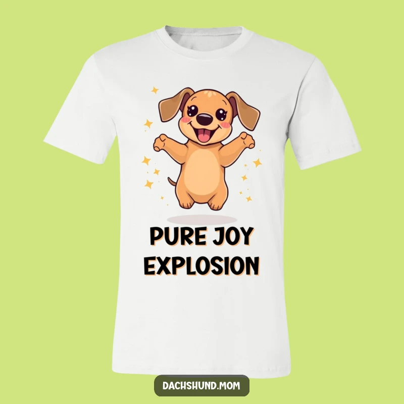 Funny Kawaii Dachshund T-Shirt: Jumping with Delight & Sparkles Gift