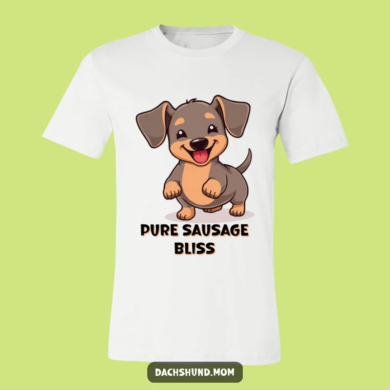 Funny Kawaii Dachshund Joyful Tail Wiggle T-Shirt - Hilarious Dachshund Tee