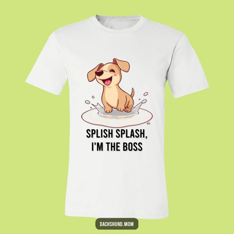 Funny Kawaii Dachshund Puddle Splash T-Shirt - Cute Wiener Dog Tee for Dog Lovers