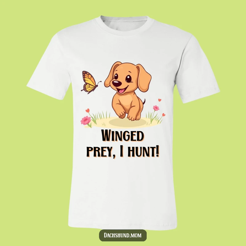 Funny Dachshund Puppy Butterfly Chase T-Shirt: Adorable Gift for Dog Owners