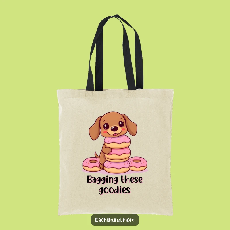 Funny Kawaii Dachshund Donut Tote Bag: Carry Your Treats with Humor