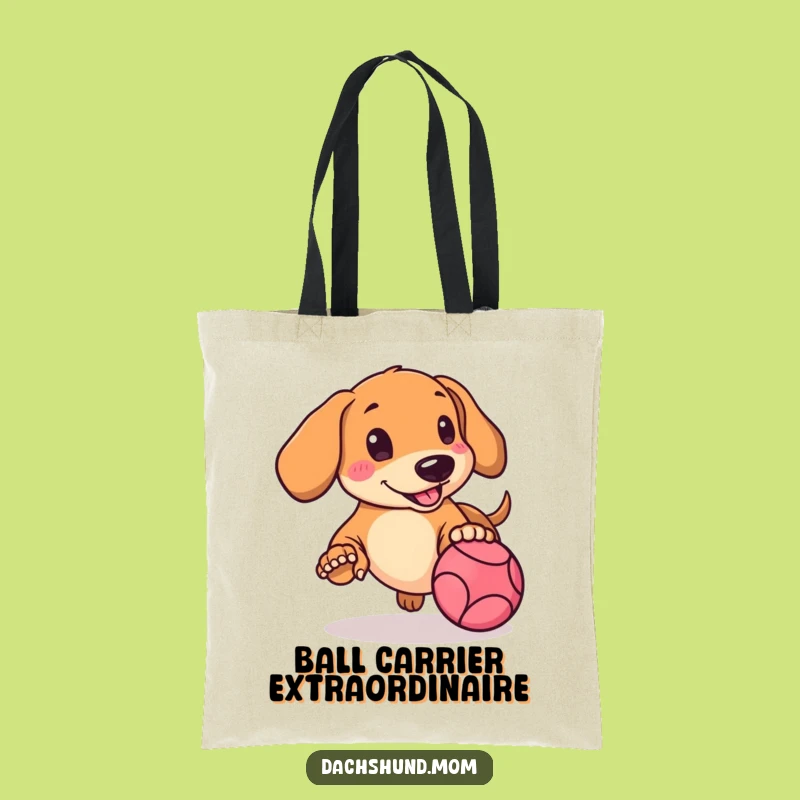 Funny Kawaii Dachshund Tote Bag: Rosy Cheeks Ball Chase, Stylish Gift