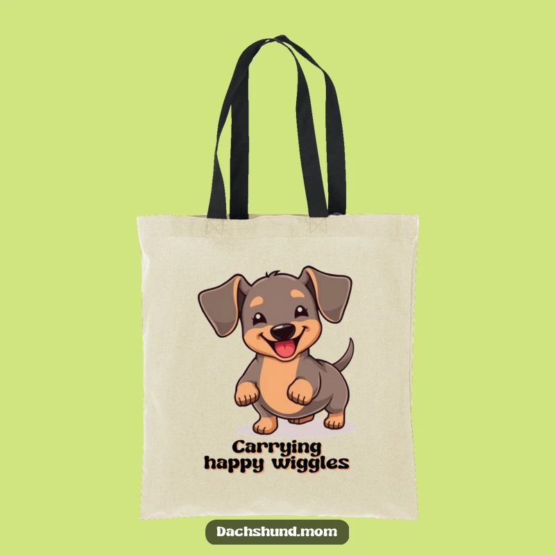 Funny Kawaii Dachshund Joyful Tail Wiggle Tote Bag - Cute Dachshund Accessory