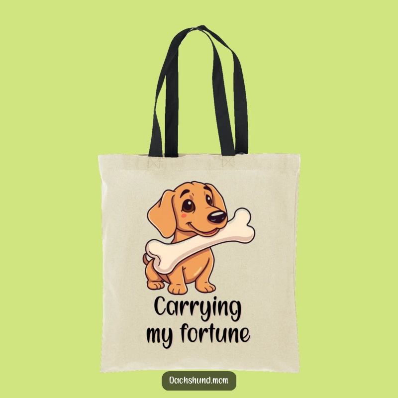 Funny Dachshund Bone Tote: Sausage Dog Treasure Bag Gift
