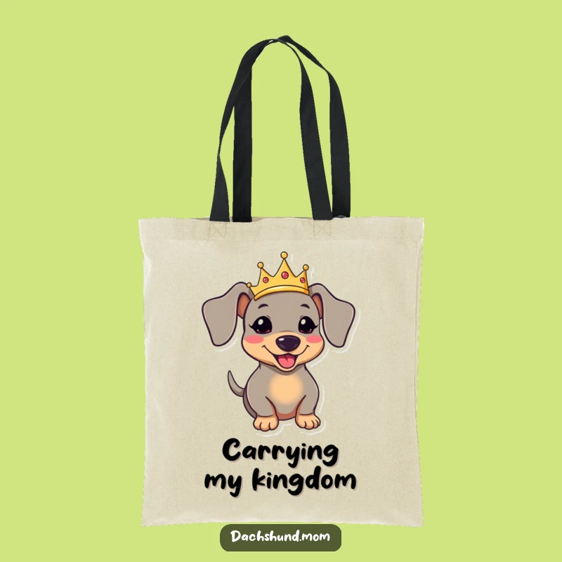 Funny Kawaii Dachshund Tote Bag - Royal Crown Dog Accessory Gift