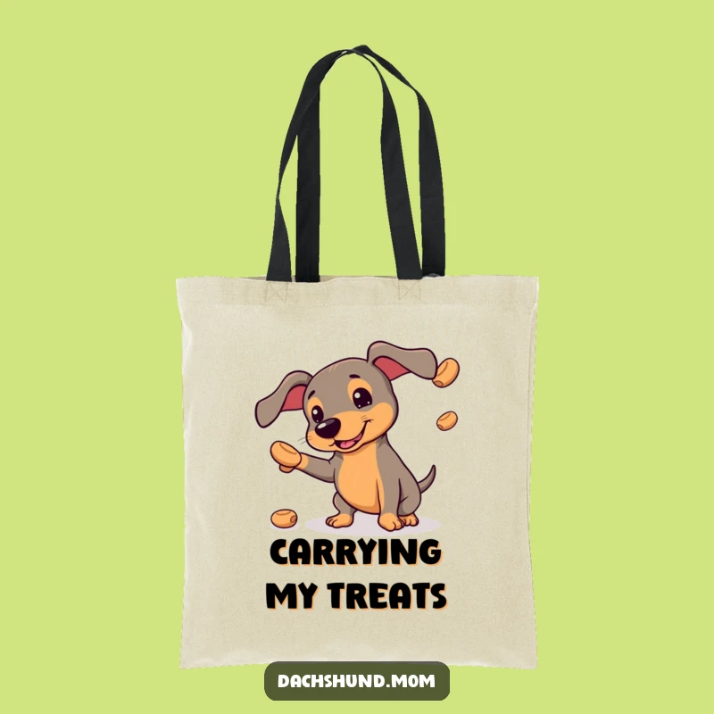 Funny Kawaii Dachshund Tote Bag: Juggling Treats, Hilarious Accessory