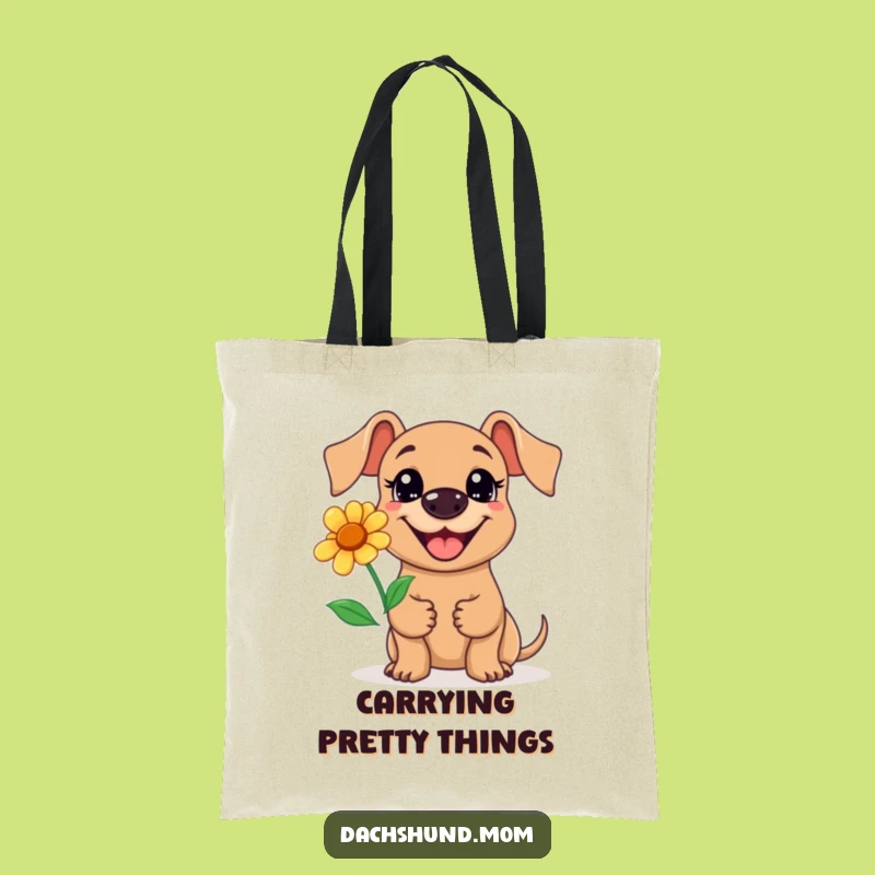 Funny Kawaii Dachshund Flower Tote Bag: Carry Your Smile, Adorable Accessory!