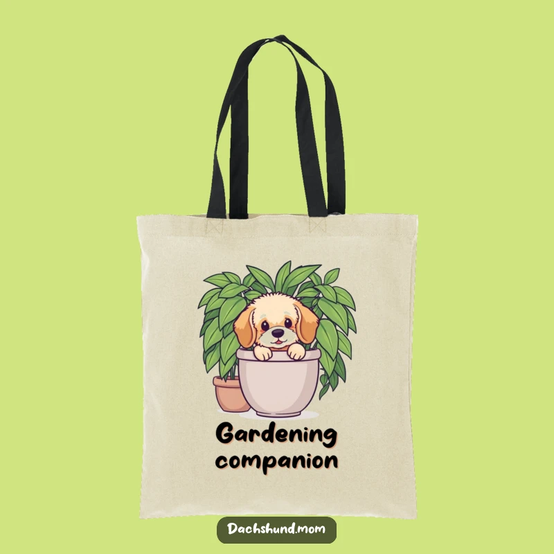 Funny Dachshund Plant Tote: Fluffy Pup's Garden Carry-All - Adorable Funny Gift!