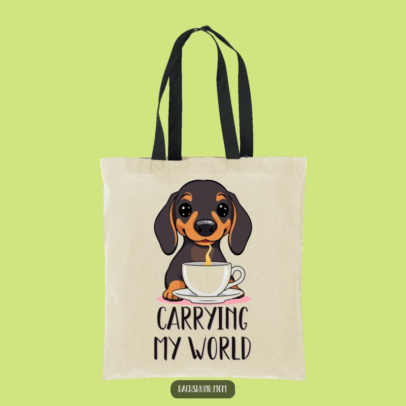 Funny Dachshund Teacup Balance Tote Bag - Chic Wiener Dog Accessory for Shopping