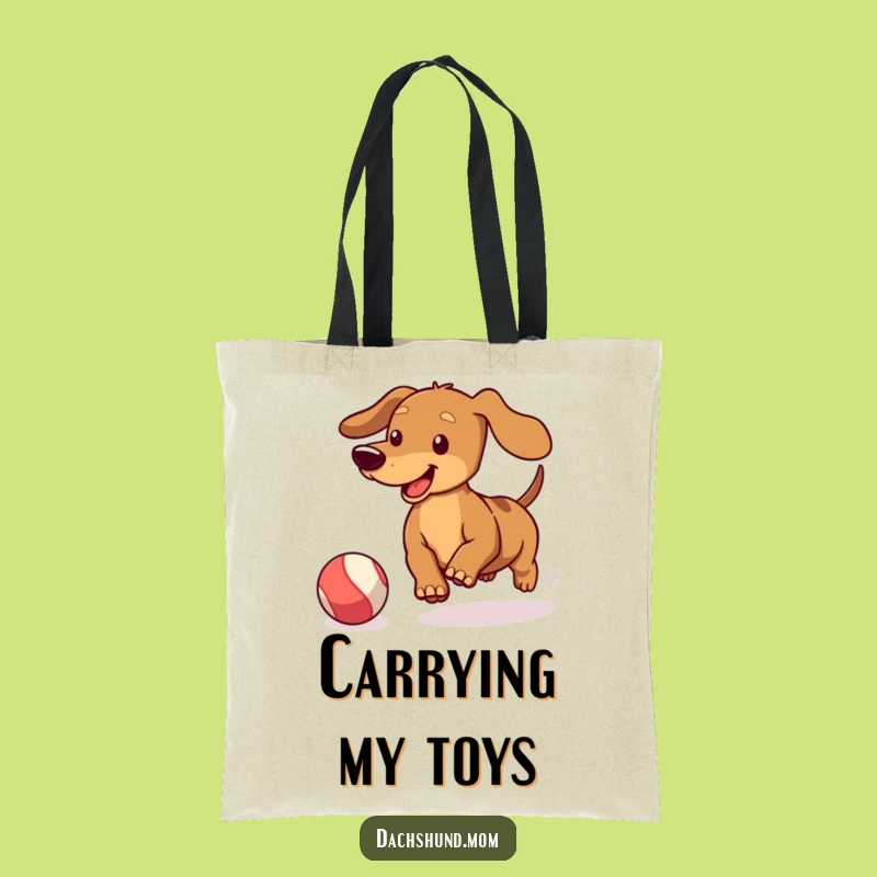 Funny Kawaii Dachshund Ball Chase Tote Bag: Carry Your Playfulness, Perfect Gift