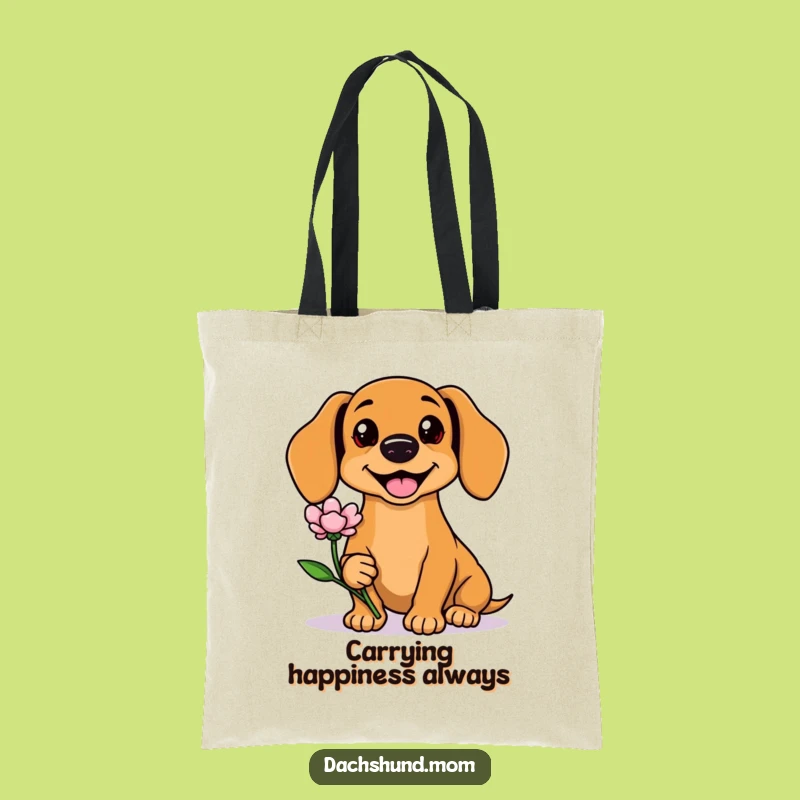 Funny Kawaii Dachshund Flower Tote Bag: Carry Cuteness and Smiles Everywhere You Go