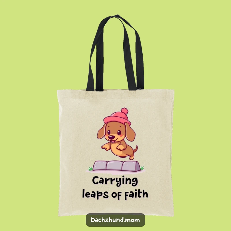 Funny Kawaii Dachshund Hat Jump Tote Bag: Carry Your Fun On The Go