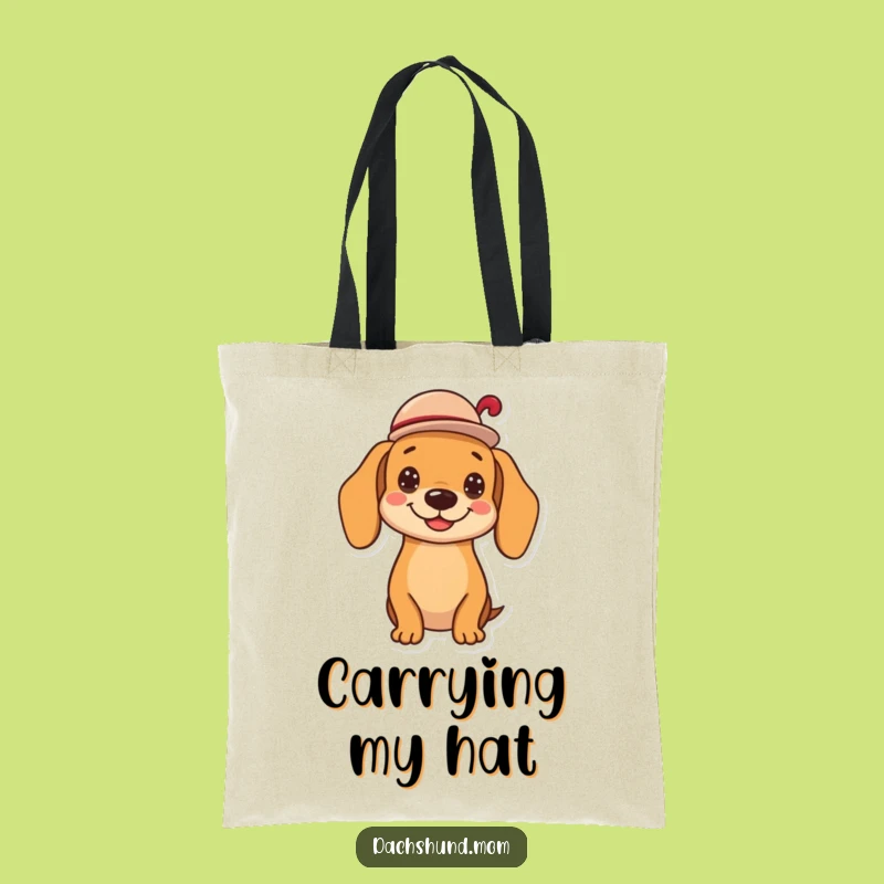 Funny Kawaii Dachshund Hat Tip Tote Bag - Cheerful Wiener Dog Accessory