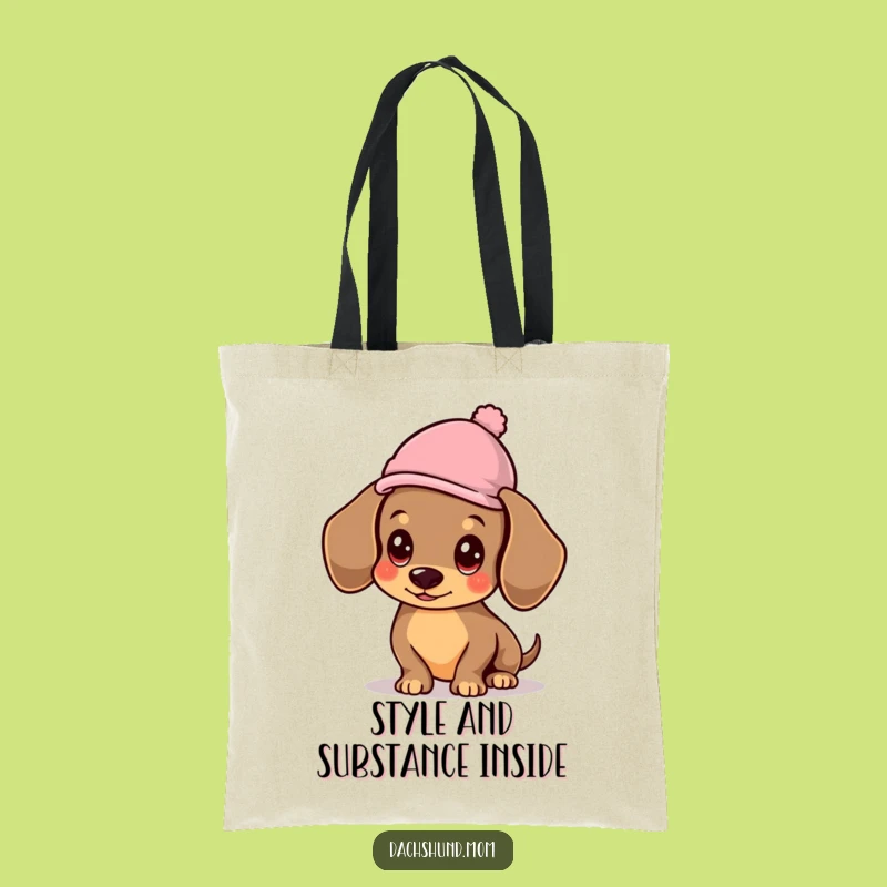Funny Kawaii Dachshund Hat Tote Bag: Carry Your Essentials with Flair