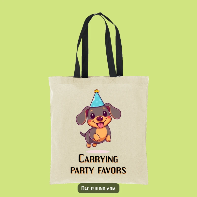Funny Kawaii Dachshund Party Tote Bag: Carry the Celebration, Perfect Gift
